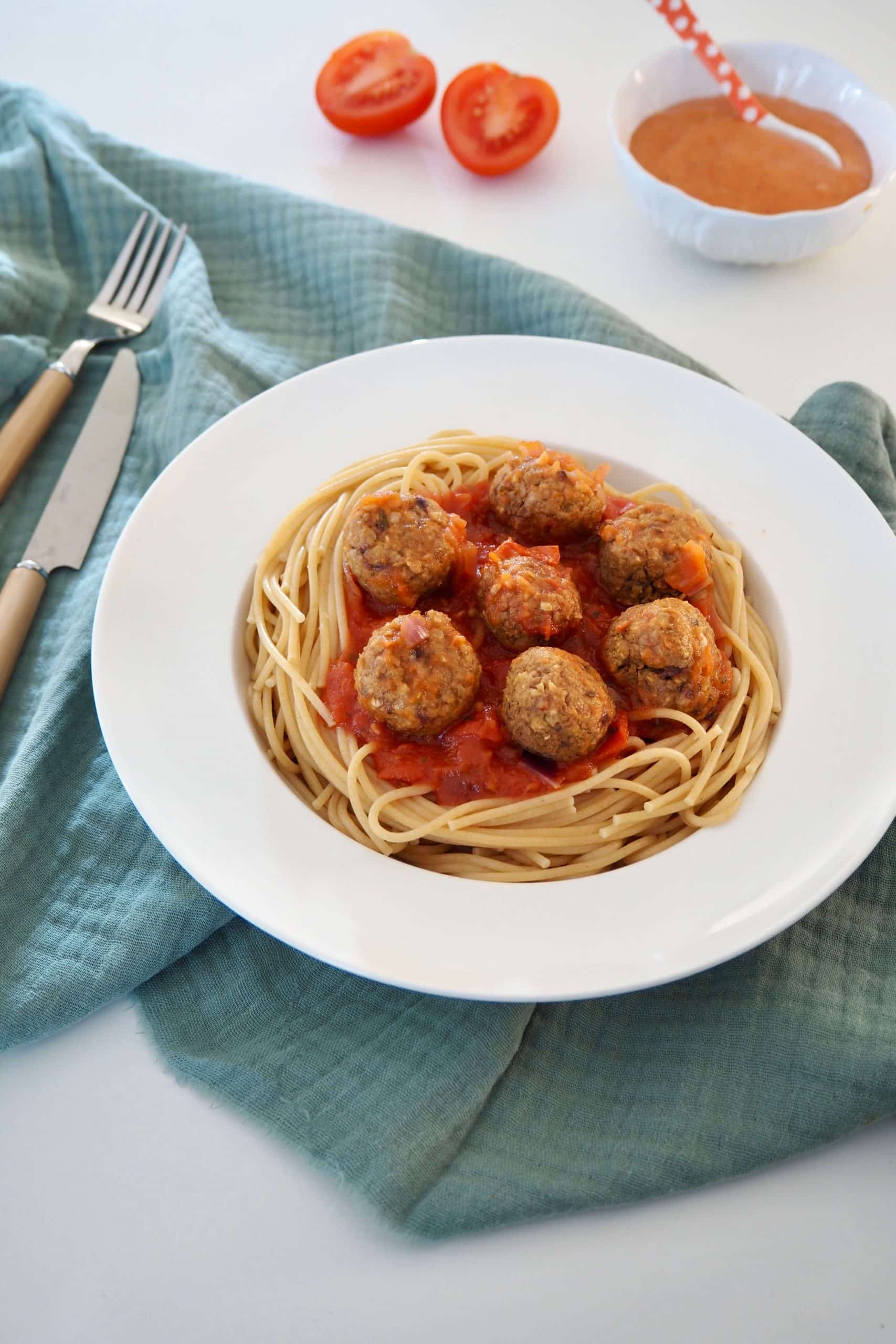 Spaghetti aux boulettes de lentilles